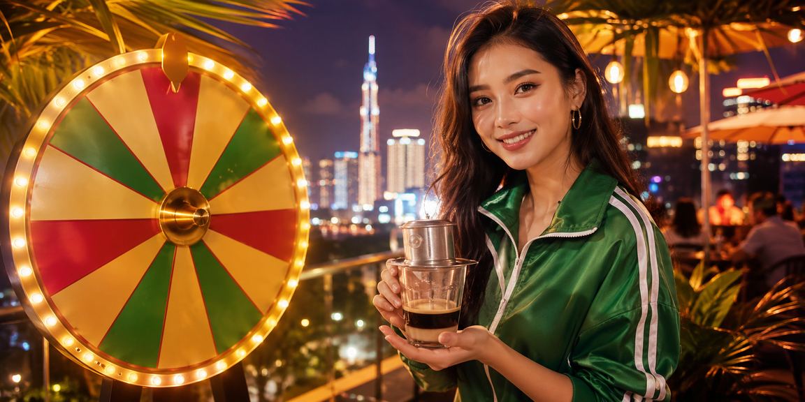 Người chơi tại TP.HCM kiểm tra tiền thưởng và điểm tích lũy trên điện thoại trong quán cà phê buổi tối