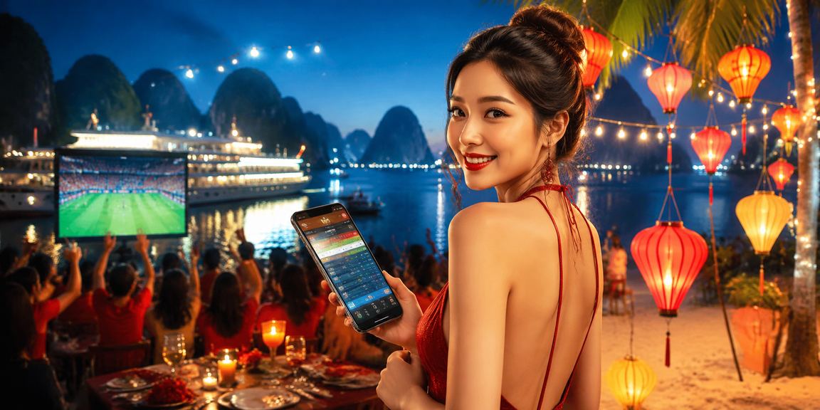 Khung cảnh cá cược casino trực tuyến tại Việt Nam với giao diện tiếng Việt trên màn hình lớn